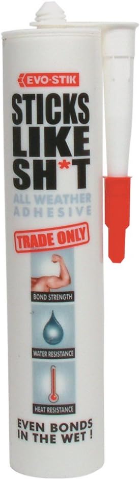 EVO-STIK Sticks Like Sh*t Adhesive Clear, 290ml, All Weather Strong Grab Glue, Flexible & Temperature Resistant