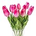 Shallylu 12Pcs Artificial Tulip Real Touch Tulip Flowers Fake Silk Flowers for Vases Wedding Home Room Party Decoration (Pink)