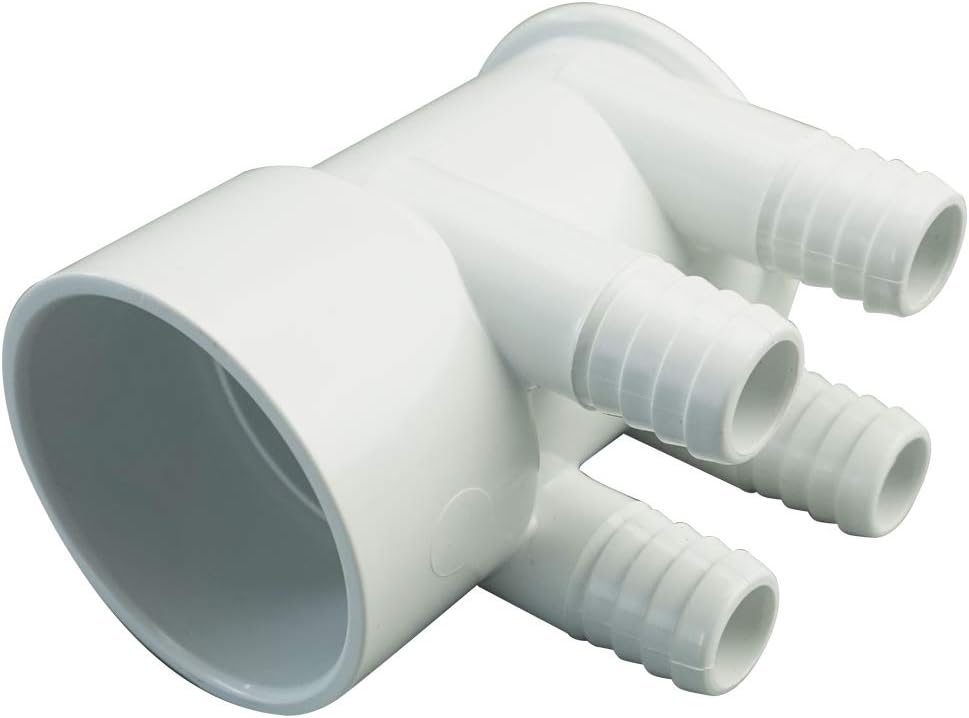 Spa hot tub PVC 2" Slip x Dead End 4-Port 3/4" Barbed Water Manifold