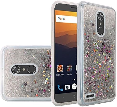 Waterfall Motion Liquid Quicksand Glitter Slip-proof Flexible Rubber Case Cover For ZTE Max XL / ZTE Blade Max 3 Phone (Silver)