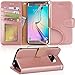 Galaxy s6 Edge Case, Arae Samsung Galaxy S6 Edge [Wrist Strap] Flip Folio [Kickstand Feature] PU Leather Wallet case with ID&Credit Card Pockets (not for S6 and s6 Edge Plus) - Rosegold