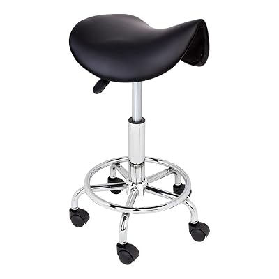 SEGAWE Adjustable Hydraulic Rolling Salon Stool With Backrest – Black/White/Pink