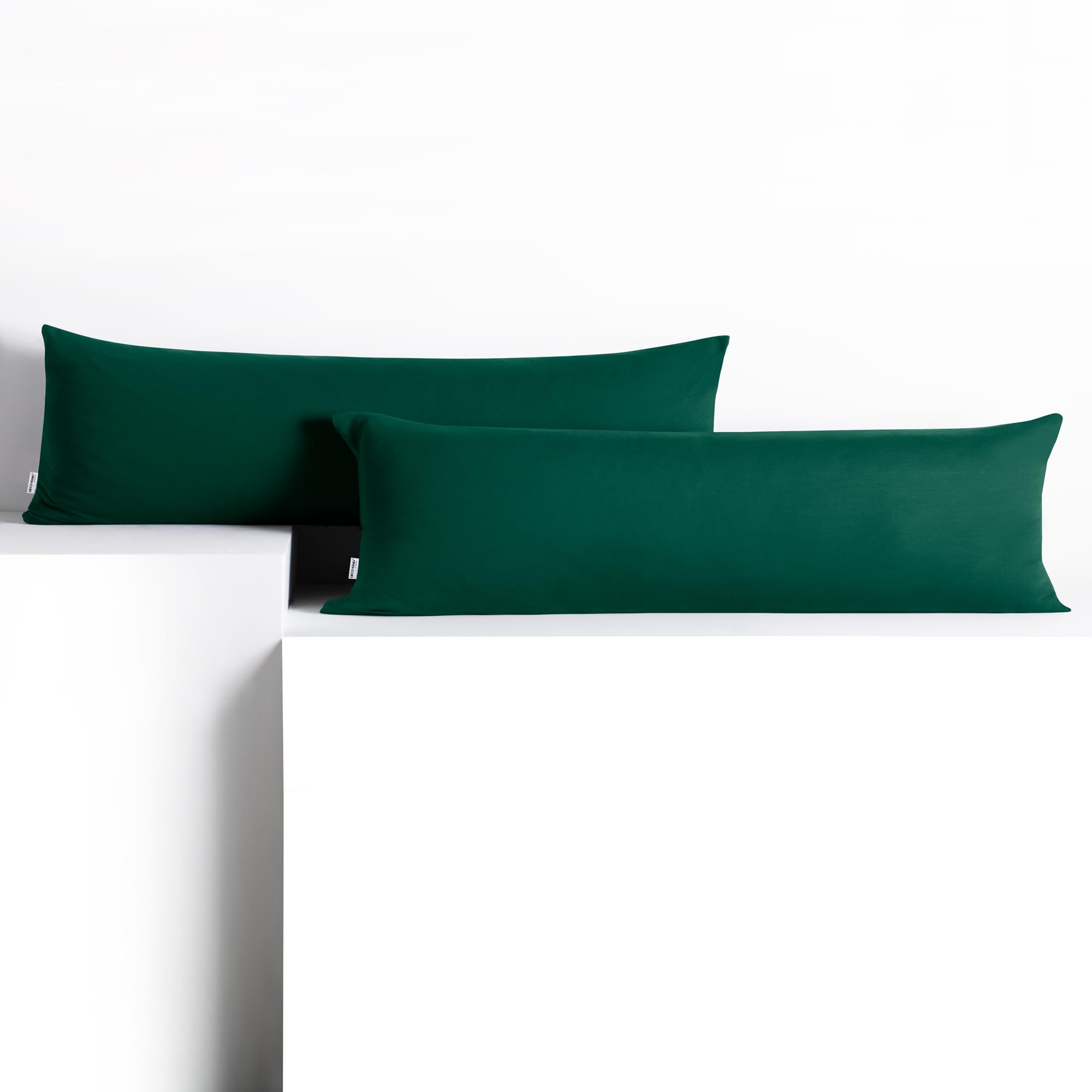 DecoKing 2 x Pillowcases 20 x 120 cm Jersey Cotton Zip Bottle Green Amber