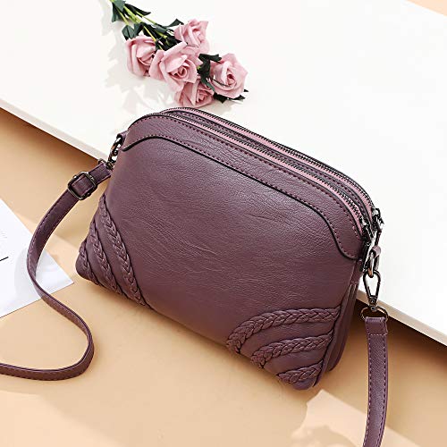 Crossbody Bag for Women Small Leather Phone Purse Wallet Shoulder Bag Trendy Ladies Wristlet Clutch (Purple b)