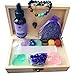 Tesh Care chakra crystals 15 pc abundance set, 3 healing crystals ,7 chakra stones abundance oil chakra essential oil bracelet tiger's eye pendulum selenite plate lavender sachet beautiful wooden box