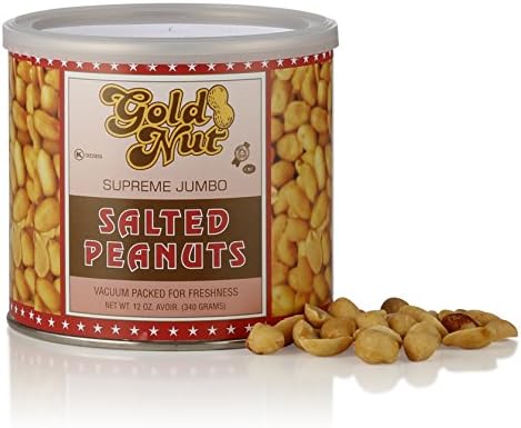 Roasted Peanuts – Shelled - Vacuum Packed for Freshness - By Gold Nut (Salted, 1 Pack - 12oz)