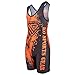 Wrestling Singlet by KO Sports Gear: ORANGE ON BLACK SKULL design - Fun, Affordable, Head Turning