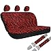 OxGord 21pc Set Zebra Car Seat Cover, Carpet Floor Mat, Steering Wheel Cover, Shoulder Pad Set - Universal Fit, Truck, SUV, or Van - Red