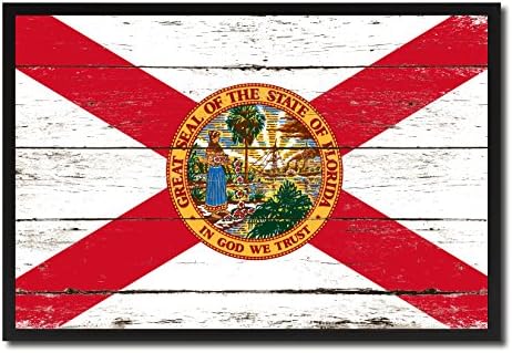 Florida State Shabby Chic Flag Canvas Print Picture Frame Office Home Decor Wall Art Gift Ideas 7" x 10"