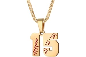 Susook Baseball Number Necklace for Men Personalized 00-99 Athletes Jersey Number Necklace Stainless Steel Number Chain 22inch Baseball Charm Pendant Inspirational Baseball Gift for Boy Women Girl