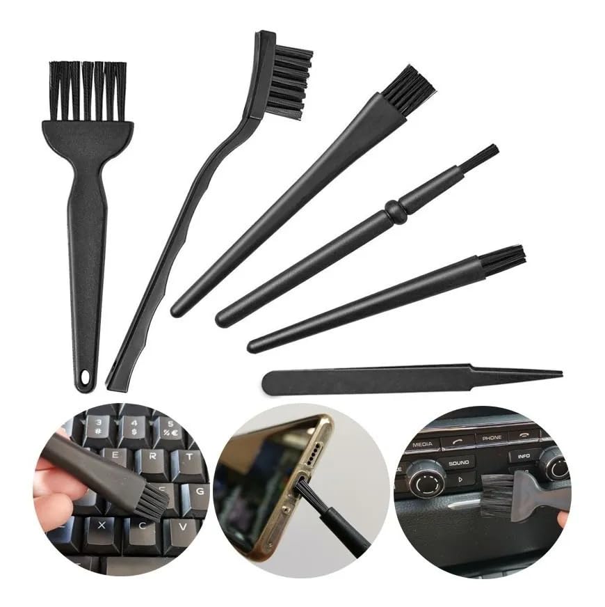 Kit De Limpeza Anti-estático 6 Em 1 Escovas E Pinça Para Limpesa Computador Celular Notebook