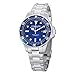 Stuhrling Original Aquadiver Mens Dive Watch - Quartz Analog Waterproof Sports Watch - Blue Dial Date Display Swim Wrist Watch for Men - Luminous Waterproof Watch with Stainless Steel Bracelet 664.02