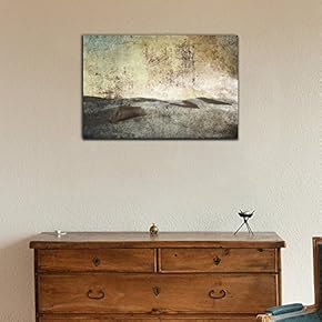 Canvas Wall Art - Abstract Landscape with Desert in Grunge Background - Gallery Wrap Modern Home Art | Ready to Hang - 12x18 inches