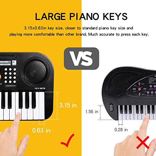 M SANMERSEN Kids Piano Keyboard, LCD Display / Double Speakers 37 Keys Musical Keyboard Piano with Piano Score Electric Keyboard Educational Piano Toys for Boys Girls