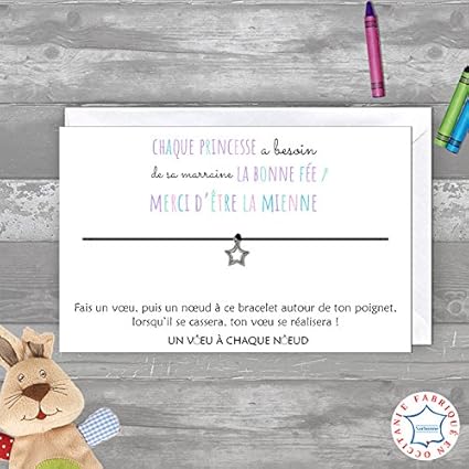 Carte De Voeux Ma Marraine La Bonne Fee Bracelet Porte Bonheur 1 Etoile Enveloppe Fabrique En France Idee Cadeau Original Anniversaire Marraine Bapteme Communion Noel Amazon Fr Fournitures De Bureau