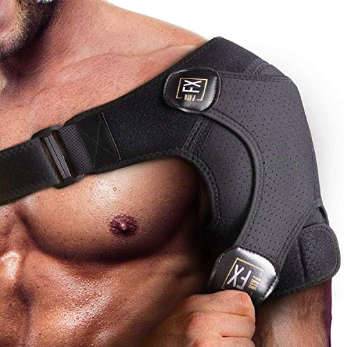 PainFX Shoulder Brace for Men with Rotator Cuff Support and Adjustable Compression Sleeve - Lightweight and Breathable, Prevents Dislocations & Speed Up Recovery from AC Sprains, Bursitis and Tears