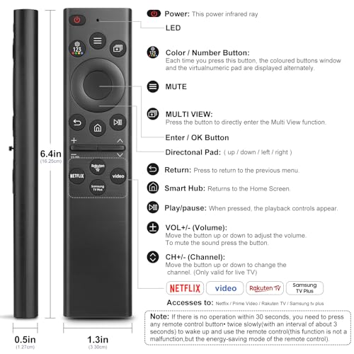 Universal para Mando-Samsung-Smart-TV,Mando a Distancia para Samsung Televisión Original Solar,Paquete de 2
