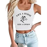 Women Western Cowboy Rodeo Tank Tops Summer Vintage Country Concert Sleeveless Cowgirl Crop Graphic Top Outfit