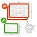 Macaron Silicone 3 Piece Non Stick Baking Mats with Measurements 2 Half Sheet Liners and 1 Quarter Sheet Mat, Non Toxic and FDA Approved,Orange and Green