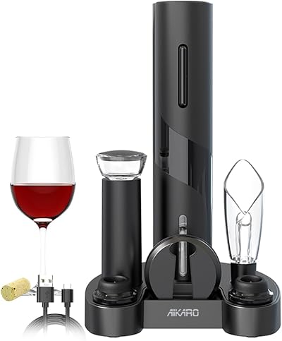 AIKARO Electric Wine Bottle Opener Automatic Corkscrew USB Rechargeable