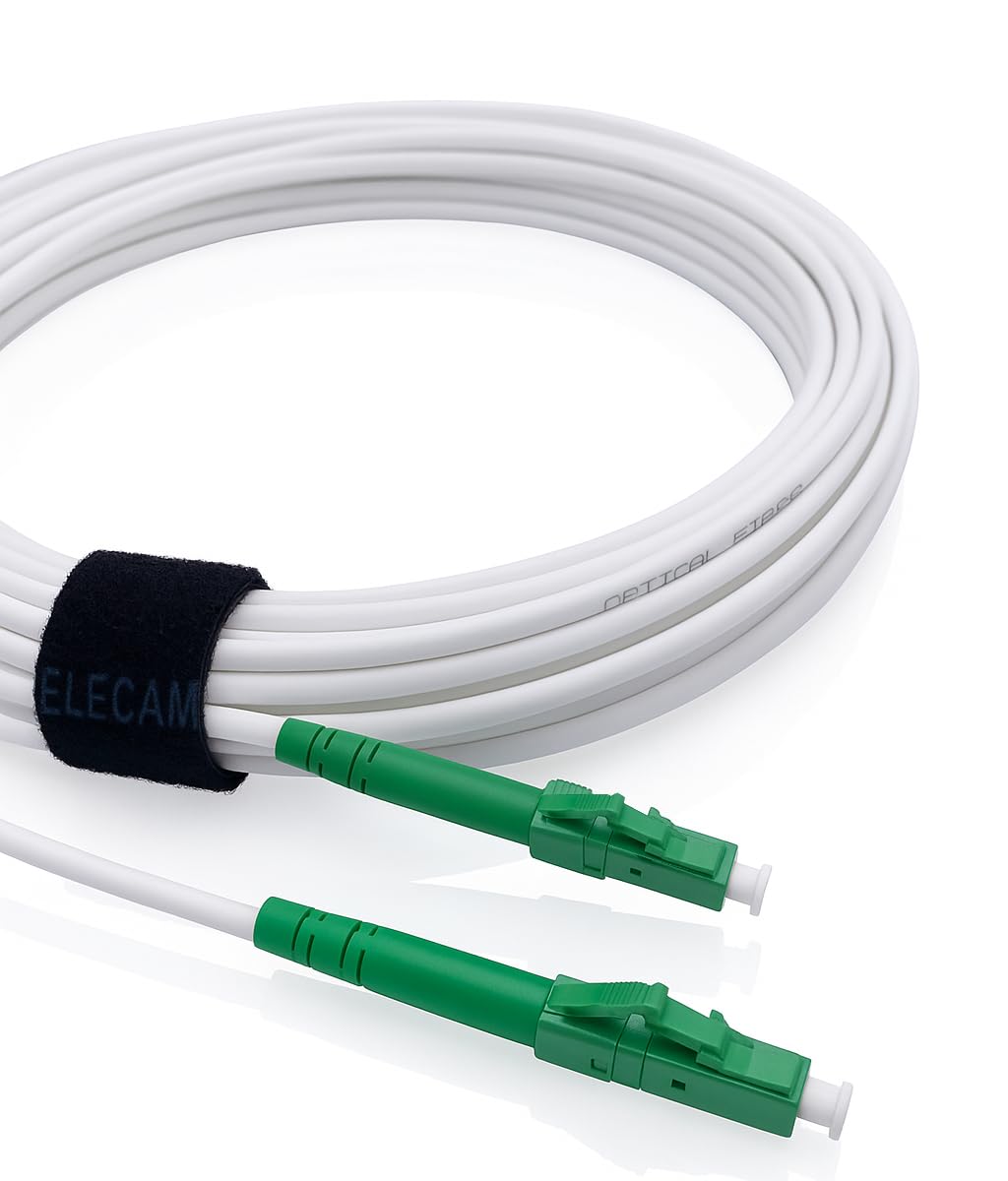 Elfcam® - LCA to LCA Simplex Single-Mode Fibre Optic Cable, 9/125μm LSZH White Optical Patch Cord (1M)