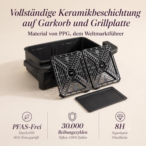 Airfryer, Neue Generation 2026, 8,6L Heißluftfritteuse 2 Kammern