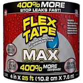 Flex Tape Strong Rubberized Waterproof Tape, Black, 4 in x 25 ft, 1-Pack | Patch, bond, seal, repair, works underwater, strong adhesive, roof leaks, gutters, pipes, pools, boats, RV, UV resistant