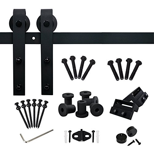 EDIORS 6FT Black Country Antique Steel Interior Sliding European Barn Wood Door Hardware Set