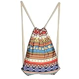 FEOYA Women Harajuku Canvas Drawstring Backpack Travel Gym Lightweight Shoulder Bag Sackpack