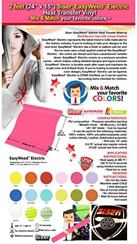 GERCUTTER Store: 2 Feet (24" x 15") SISER EASYWEED ELECTRIC Heat Transfer Vinyl - Color: TEAL - on Cotton or Polyester Mesh and Poly-blend Fabrics