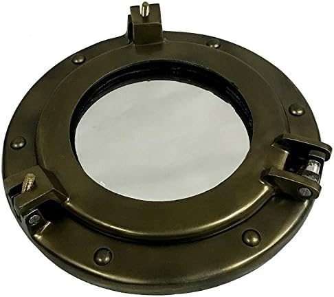 Global Art World Round Shape Elegant Ship Mirror Wall Nautical Marine Décor Solid Brass Ships Porthole "Window" BI 07