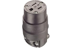 Leviton 15 Amp, 125 Volt, Cord Outlet, Rubber, Grounding, 515CR, Black