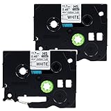 Anycolor 11.7mm Black on White Compatible Brother Heat Shrink Tube HSE231 HSE-231 (0.46