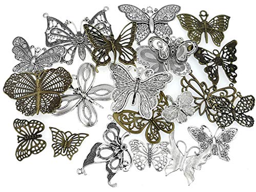 Kinteshun Assorted Butterfly Charm Pendant Connector for DIY Jewelry Making Findings(21pcs,Big Size) - Thumbnail 4