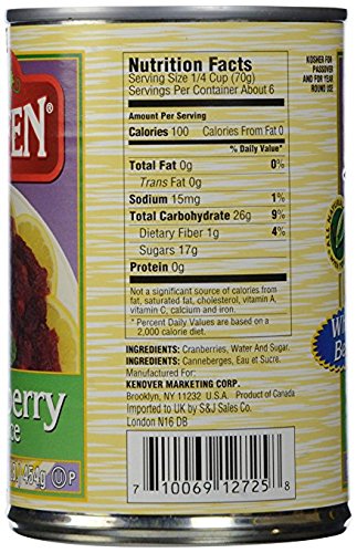 Gefen Whole Berry Cranberry Sauce Kosher For Passover 16 Oz. Pk Of 3.