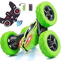 CARRYFLY Remote Control Car RC Stunt Car, Gift idea for 4WD Double Sided Rotating Tumbling 2.4GHz High Speed Rock Crawler Vehicle with Headlights for Boys Age 4, 5, 6, 7, 8, Year Old,rc Cars(Green)