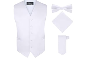 S.H. Churchill & Co. Men's 4 Piece Vest Set, with Bow Tie, Neck Tie & Pocket Hankie