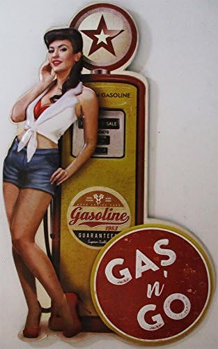 American Collectible Embossed/Shaped Gas Pump/Pin-Up Gas n' Go Metal Sign
