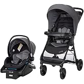 Safety 1st Smooth Ride Travel System Stroller and OnBoard FLX Infant Car Seat, Newborn to Toddler Baby Combo, Easy-Install, Large Canopy, Ample Storage, Foldable, Rear-Facing 4-30 lbs, Monument