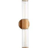 Eietonte Bathroom Vanity Lighting Fixture, 2-Light Wood Grain Wall Sconce Light Fixture with Clear Glass, E26 Socket Indoor W
