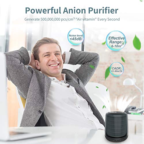 QUEENTY Mini Air Purifier - Desktop Air Cleaner with True HEPA Filter Odor Allergies Eliminator for Smoke, Dust, Home, Office and Pets FG05