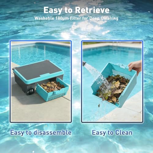 Solar Powered Pool Skimmer, Cordless Pool Cleaner, Robotic Pool Vacuum-H3 Overground Robotic Pool Skimmer Robot with AppSelf-Parking (App Support)