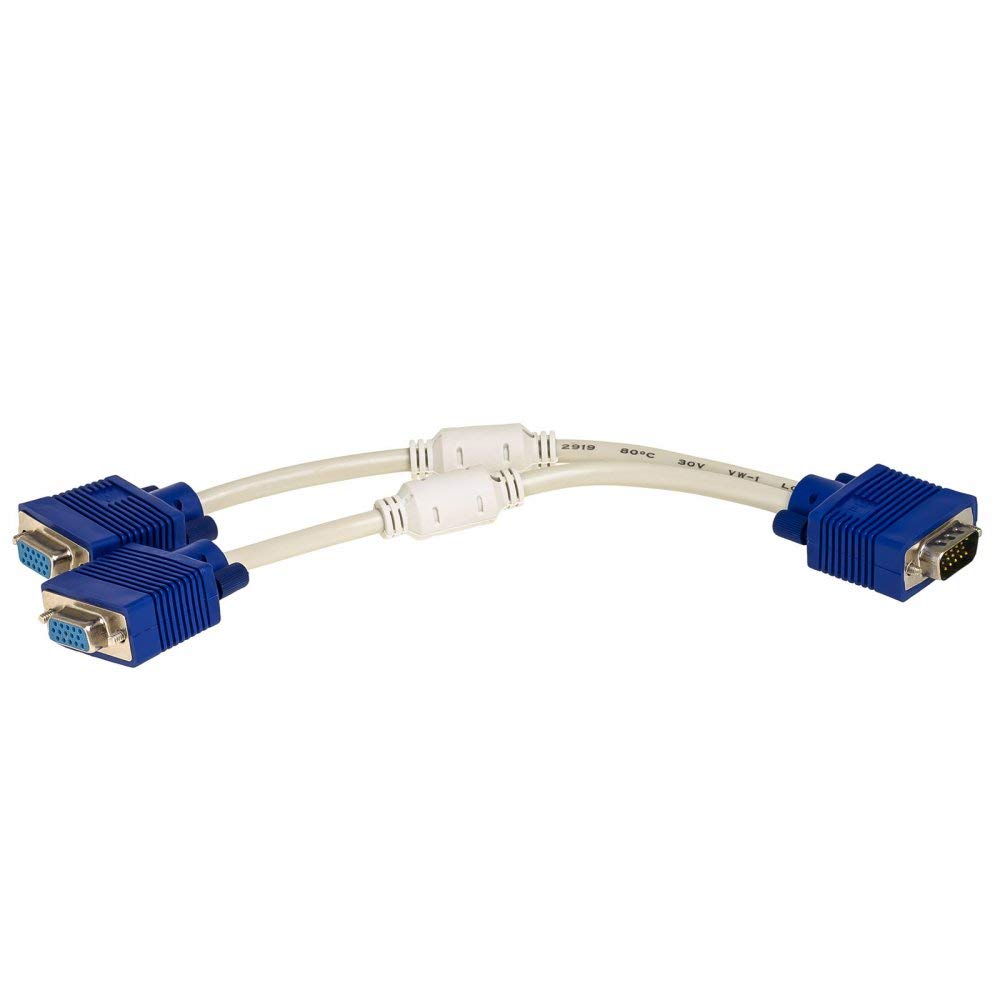 Akyga AK Ad 20 VGA Y Cable Adapter Male to 2x Female Connector Blue
