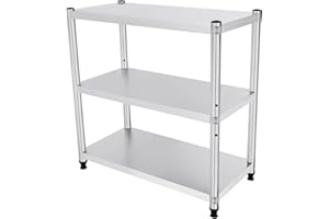 SEANESZTI 32"×16" Stainless Steel Table, Heavy Duty Stainless Steel Table for Prep, Shelf Organizer Kitchen Storage Shelves Garage Shelves, Commercial Kitchen Work Table for Restaurant, Home and Hotel, Silver