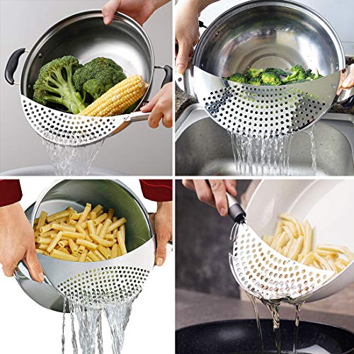 3pcs Stainless Steel Pot Strainer, Pasta Strainer Hand Held Pot Drainer