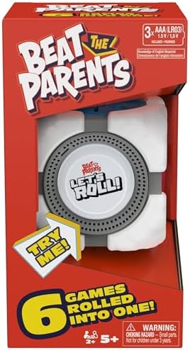 Spin Master Games, Beat the Parents: Let’s Roll!, 6-in-1 Electronic Game Cube, Fun Activity for Kids, Adults & Family Game Night, Interactive Toy, 2-6 Players, for Ages 5 & Up