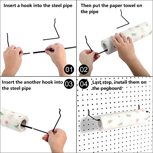 Paper Towel Holder for Pegboard, Extendable, Fit Any Standard Pegboard