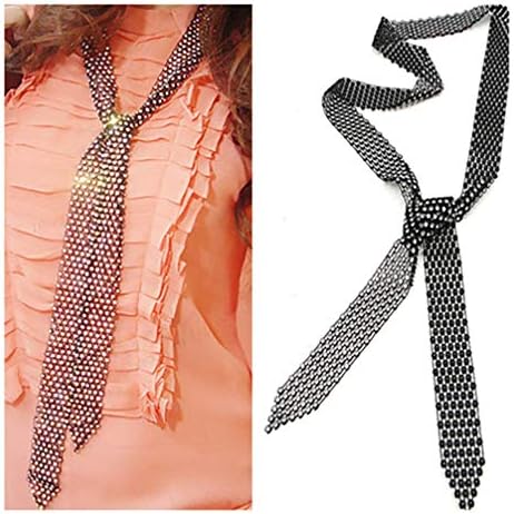 Fashion Sparkle Woman/Men Rhinestone Long Necktie Neckwear Choker Belt Versatile Accessory,Birthday/Valentine's Day Gifts
