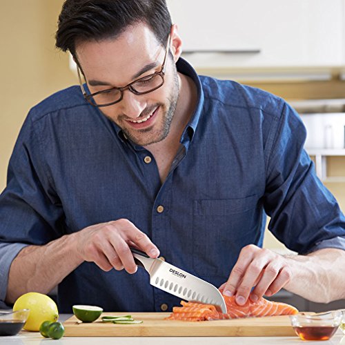 DESLON Professional Santoku Knife 7 Inch Germany High Carbon Steel Knife with Ergonomic Handle