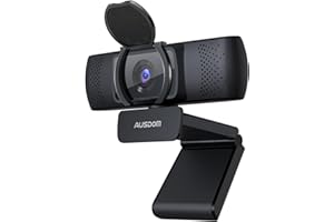 AUSDOM Webcam, Autofocus Webcam with Microphone, Privacy Cover, Plug and Play USB Computer Web Camera for Pro Streaming/Online Teaching/Video Calling/Zoom/Skype (Black-1080P)